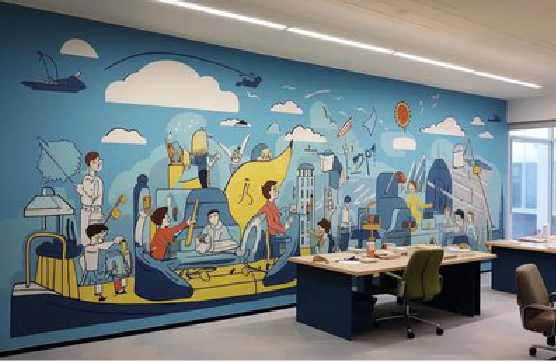 孟连办公室墙绘的特点。